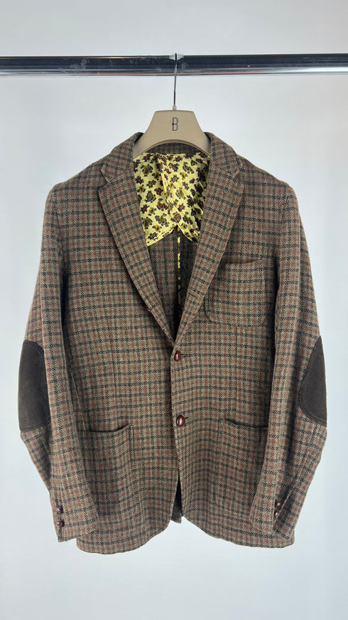 Blazer check con toppe