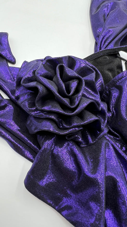 Top lurex viola con cartellino