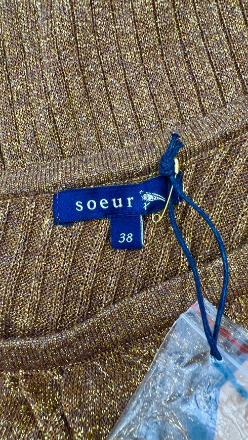 Top monospalla con cartellino