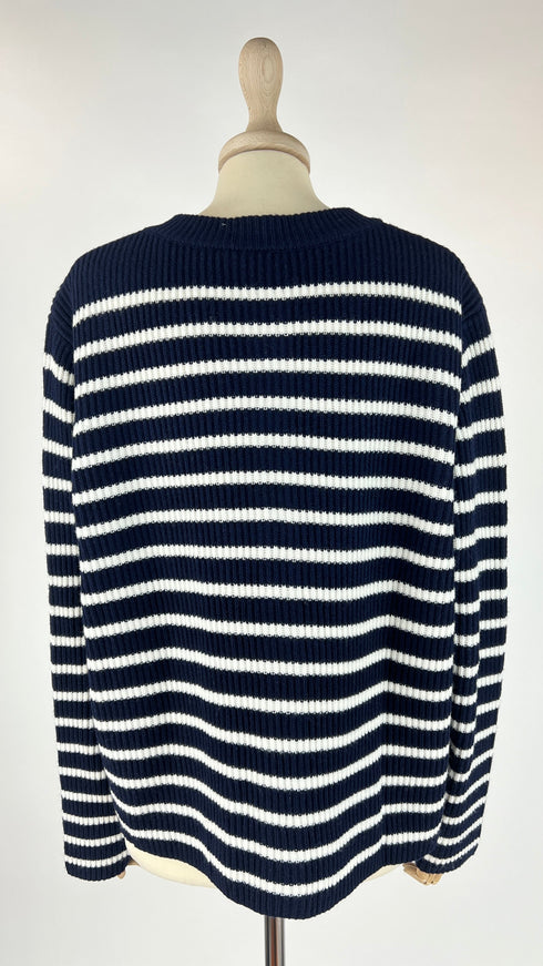 Cardigan girocollo a righe