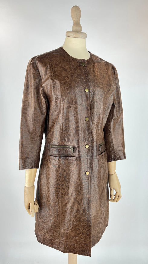 Giacca in pelle floreale