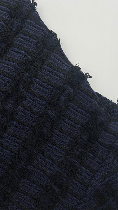 Cardigan blu-nero sfrangiato