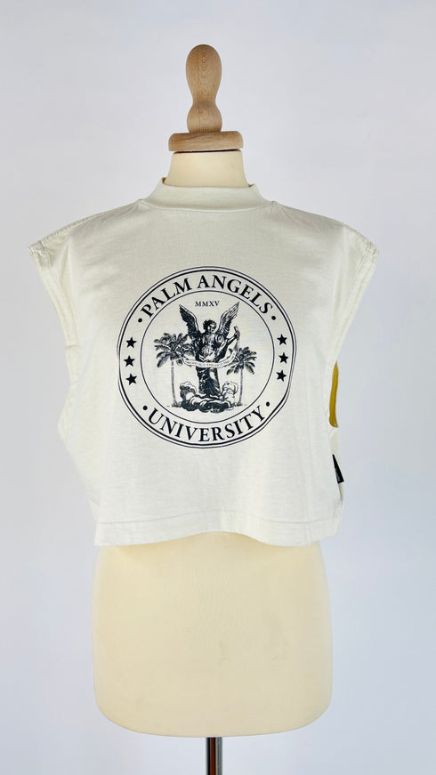 Smanicato cropped cotone