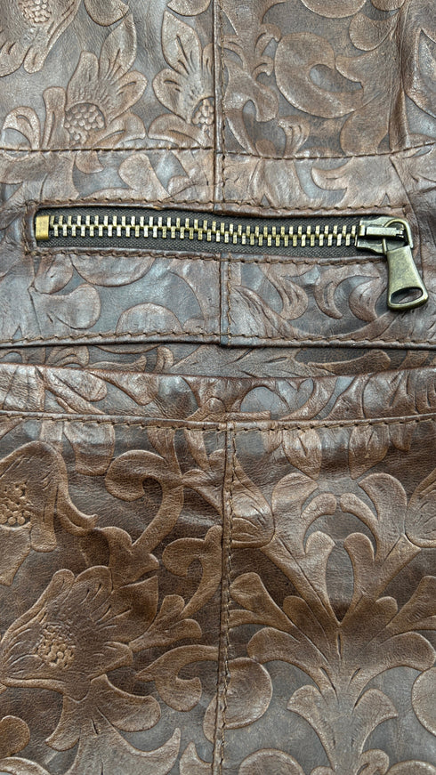 Giacca in pelle floreale