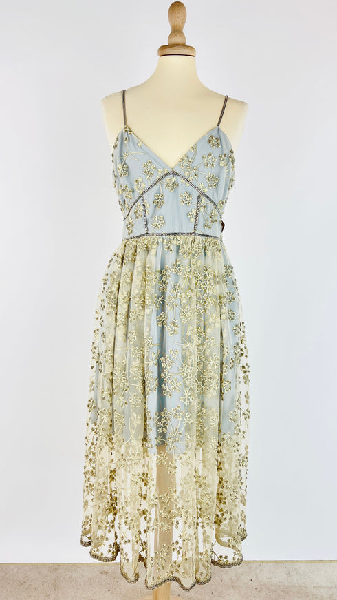 Abito midi fiori ricamati