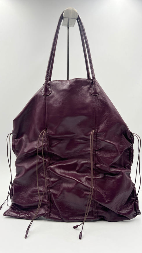 Tote bag in pelle arricciata