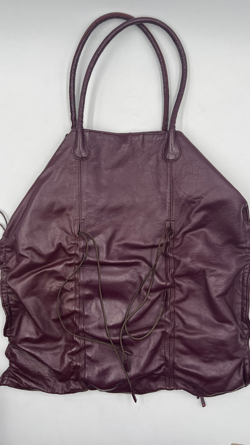 Tote bag in pelle arricciata