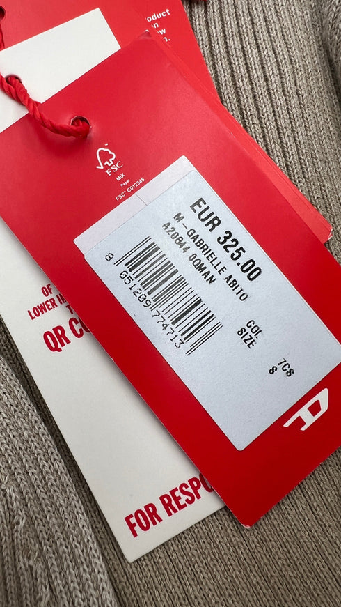 Abito corto a costine con cartellino