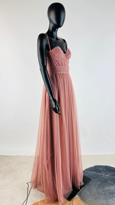 Abito lungo in tulle rosa