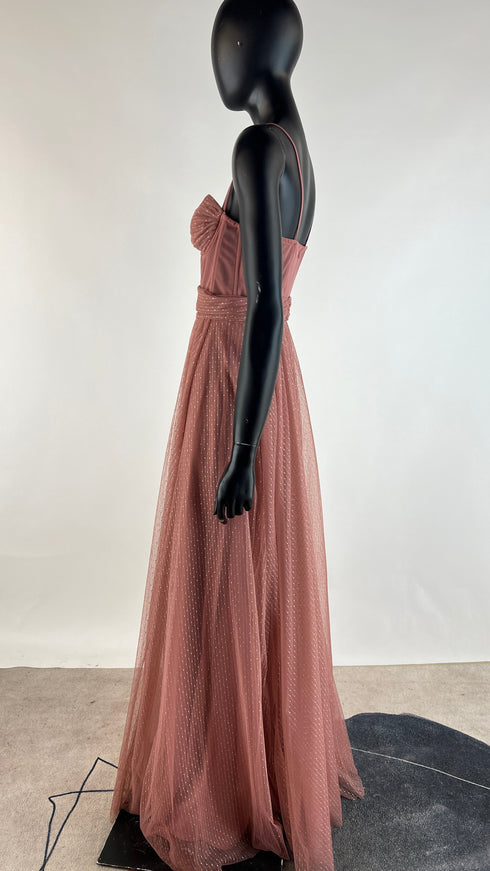 Abito lungo in tulle rosa