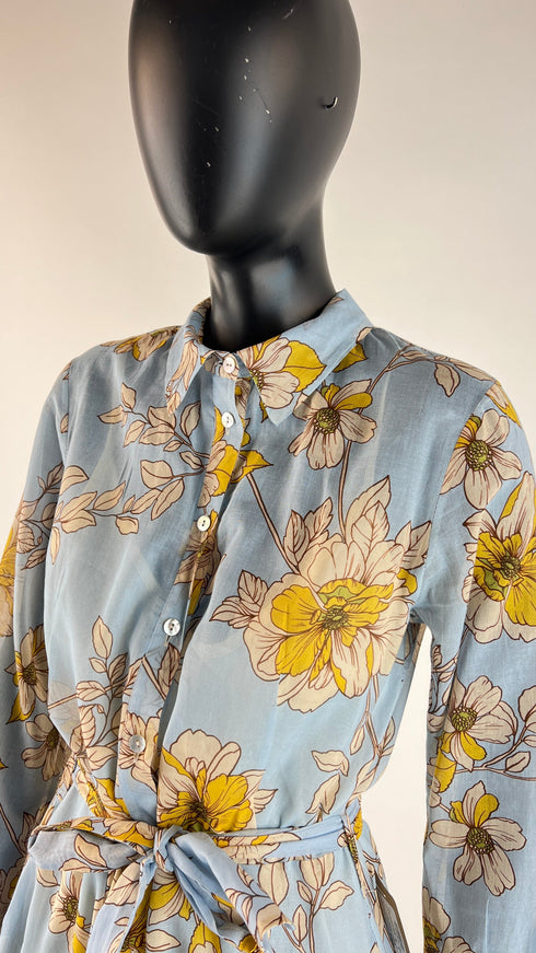 Chemisier lungo in cotone a fiori