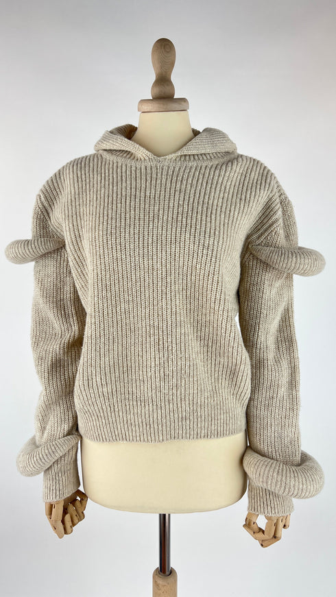 Felpa in maglia con cappuccio