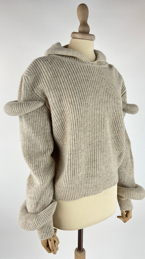 Felpa in maglia con cappuccio