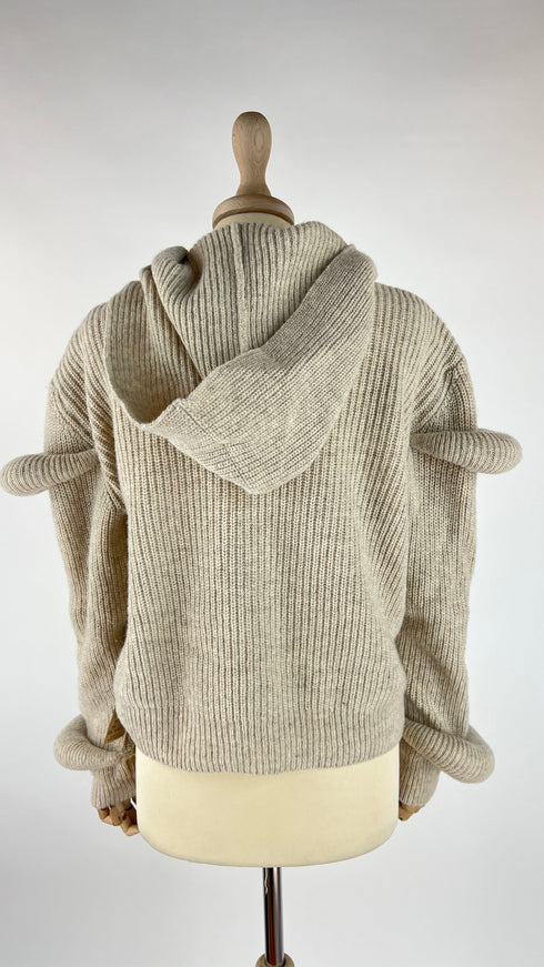 Felpa in maglia con cappuccio