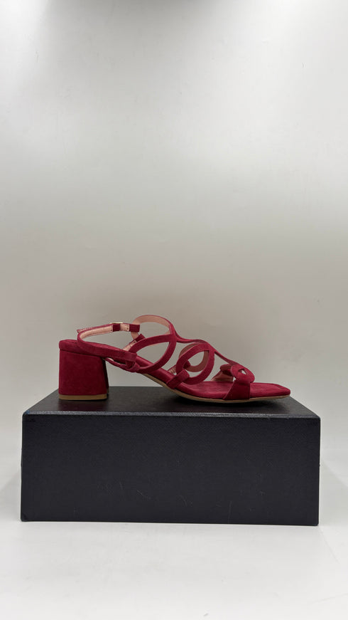 Sandalo in suede bordeaux N.42