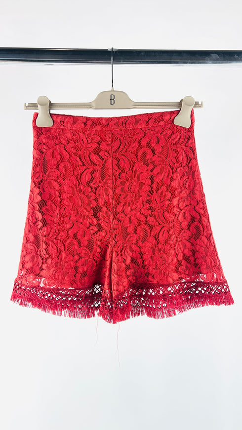 Shorts in pizzo rosso