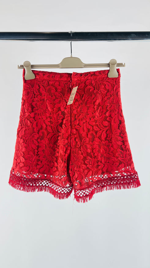 Shorts in pizzo rosso