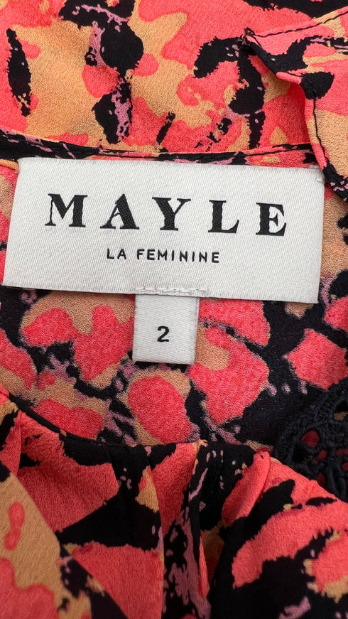 Top scollo incrociato volant con merletto