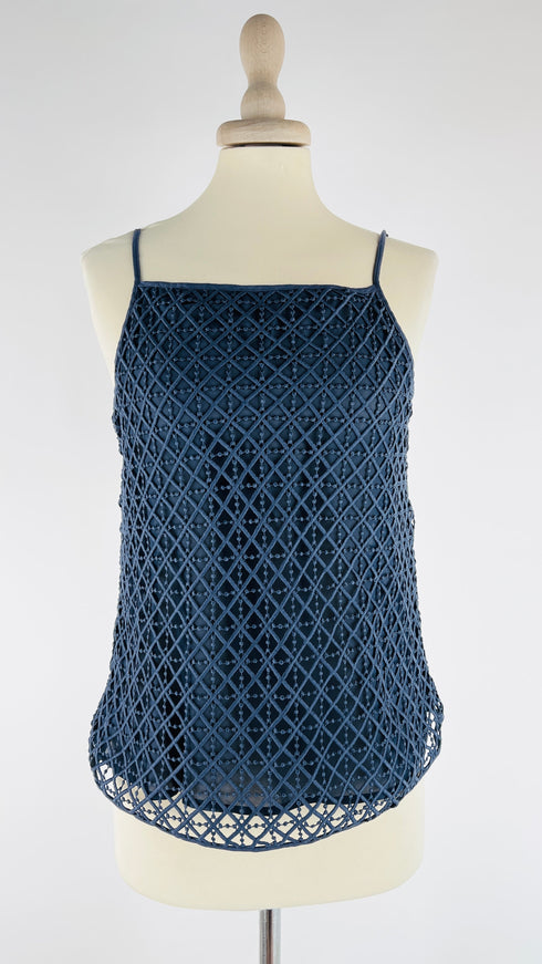 Canotta in pizzo blu