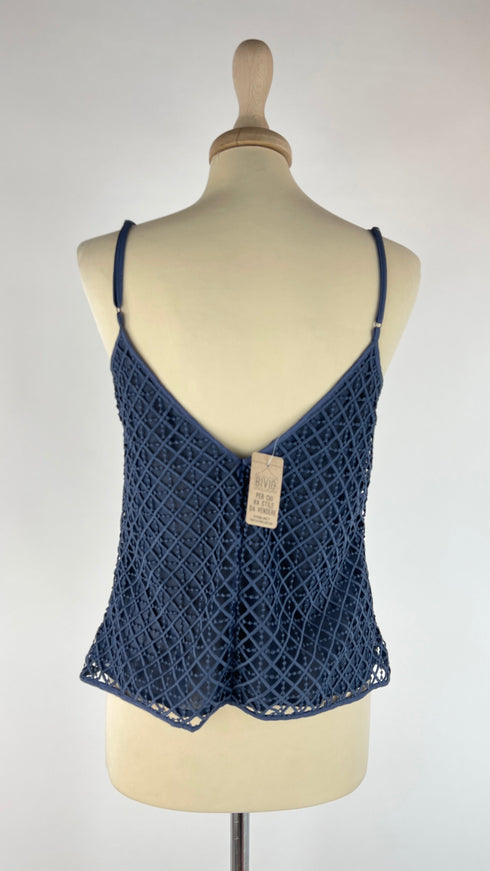 Canotta in pizzo blu