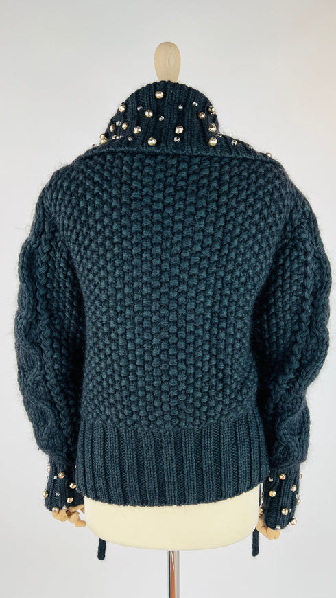 Cardigan lana-mohair con perline