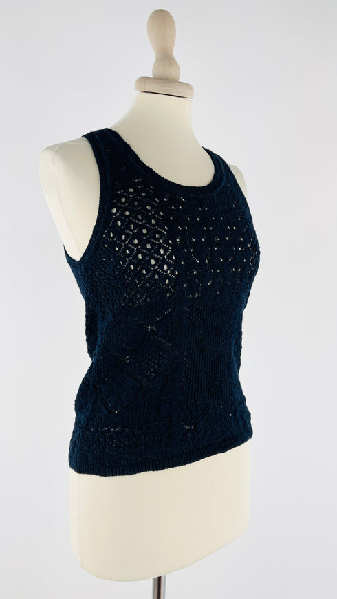 Top in maglia blu navy