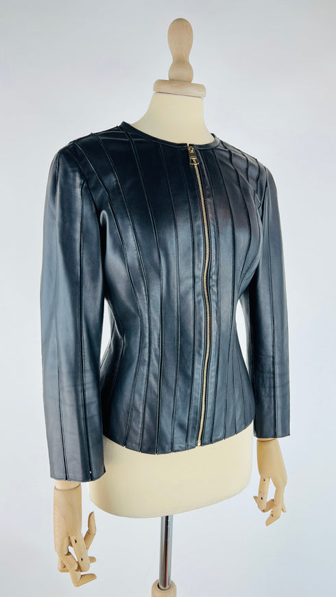 Giacca in pelle a righe