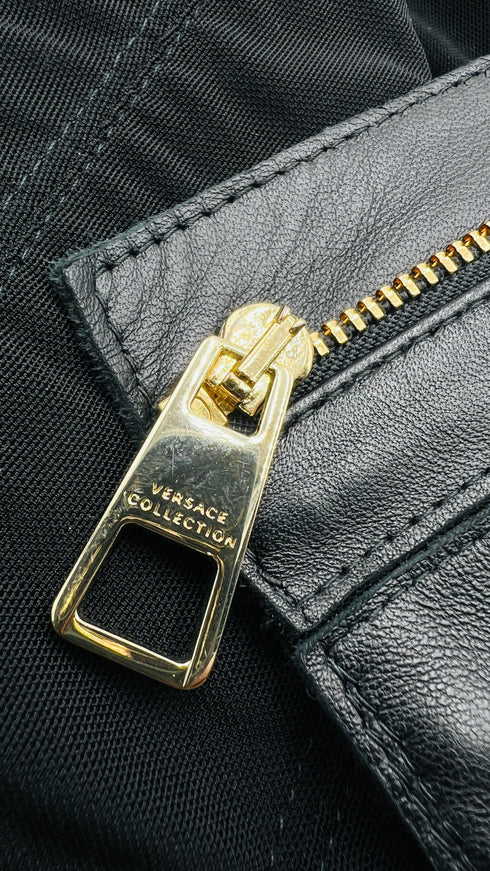 Giacca in pelle a righe