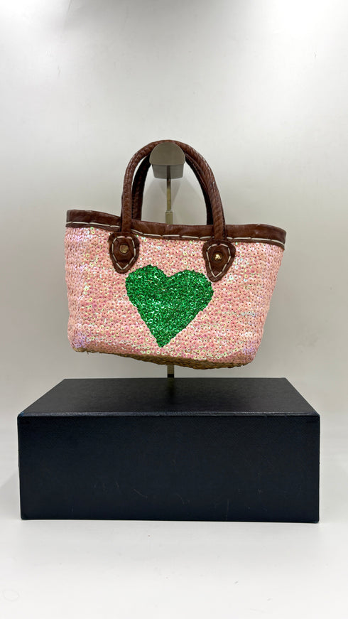 Borsa con paillettes a cuore