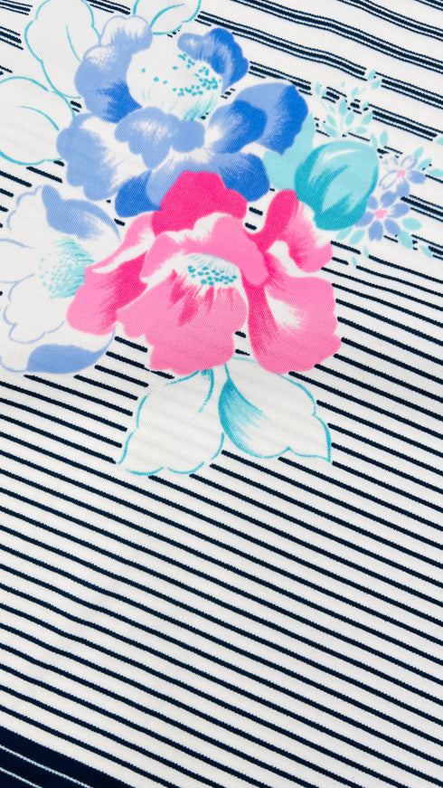 Abito midi a righe e margherite