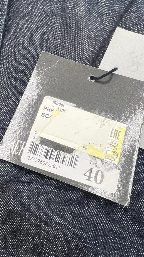 Gilet denim con cartellino