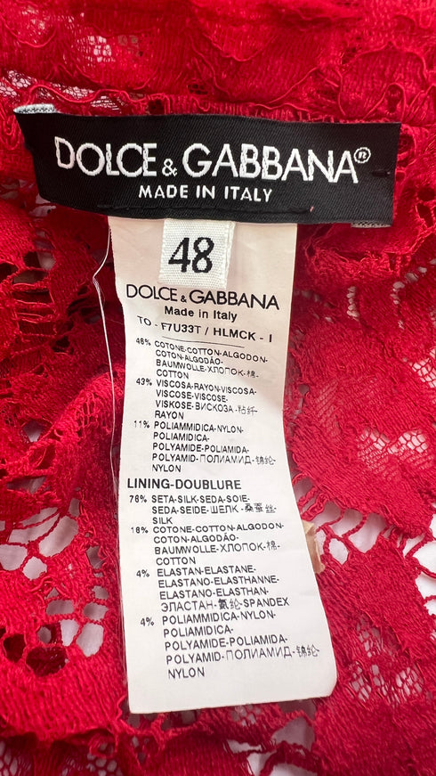 Top in pizzo rosso