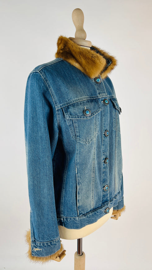Giubotto in denim inserti pelliccia