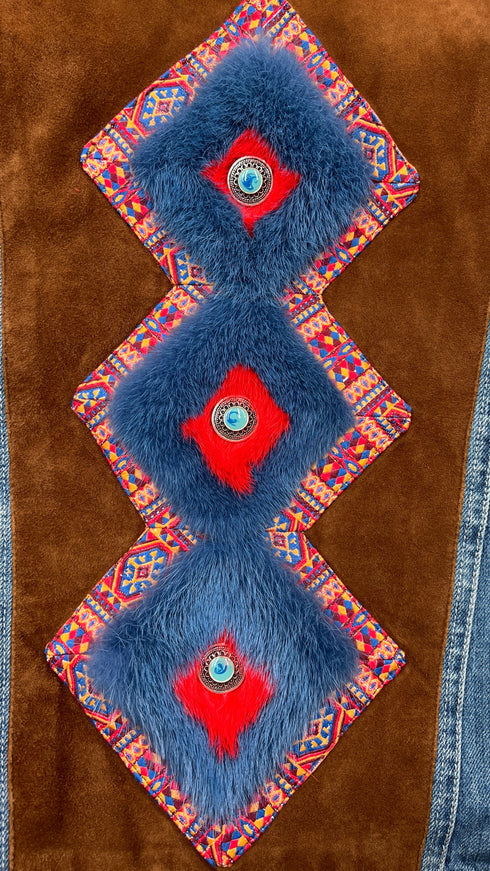 Giubotto in denim inserti pelliccia