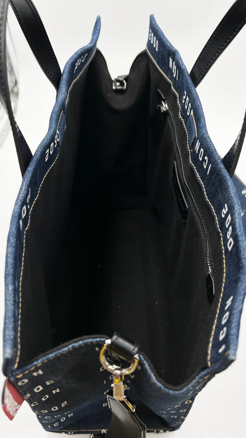 Borsa a mano in denim logato