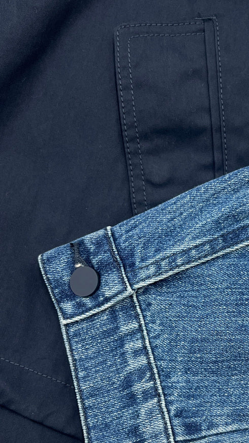 Giubotto in tessuto e denim