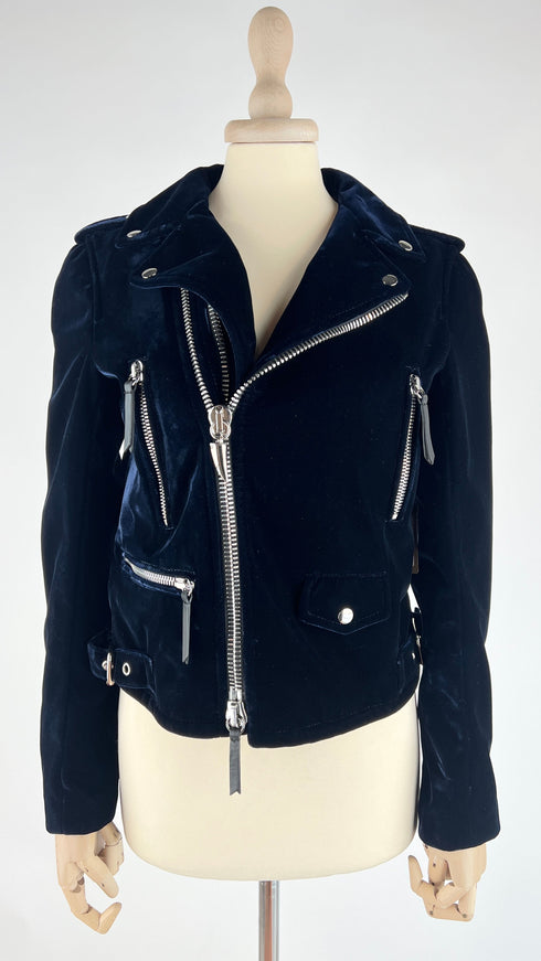 Chiodo in velluto blu