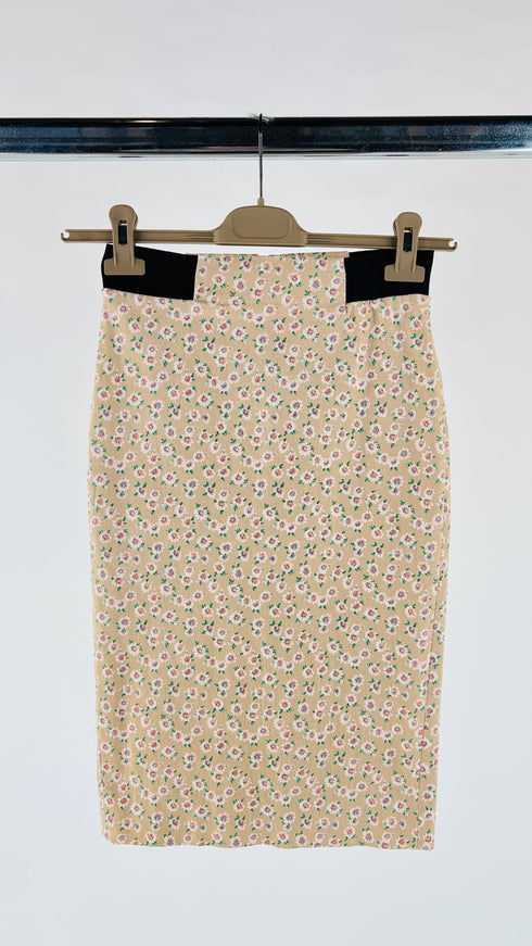 Gonna midi tubino a fiori con elastico