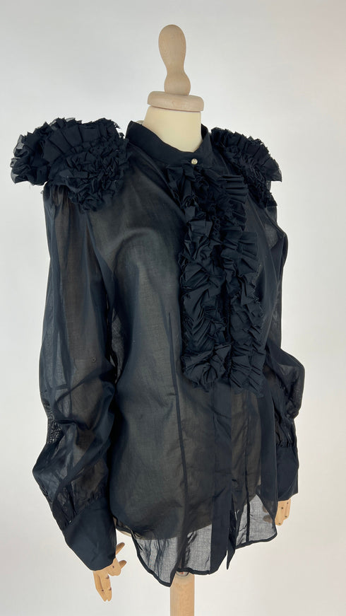 Camicia con rouches con cartellino