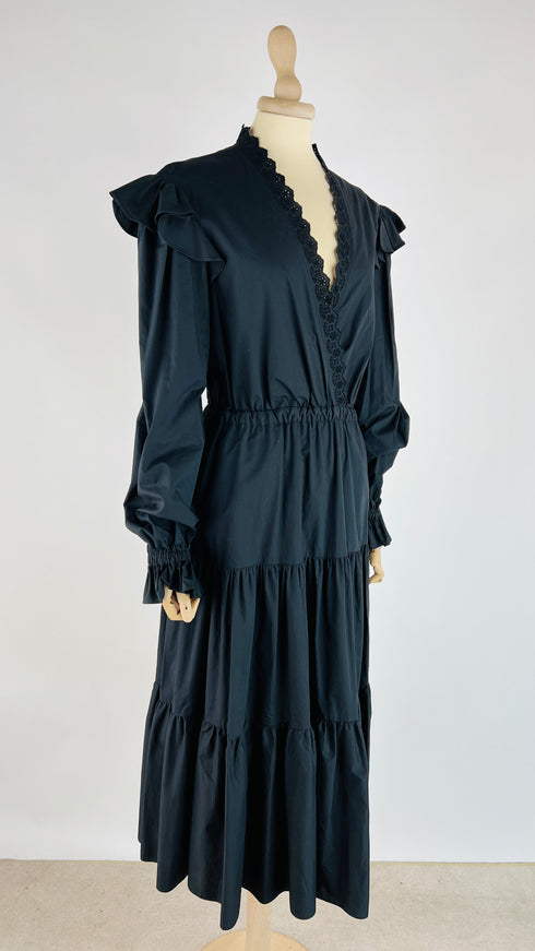 Abito lungo in cotone nero