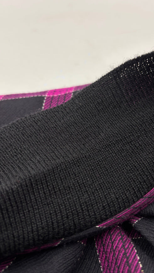 Abito midi check dettagli costine