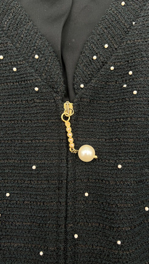 Giacca nera con micro-perline