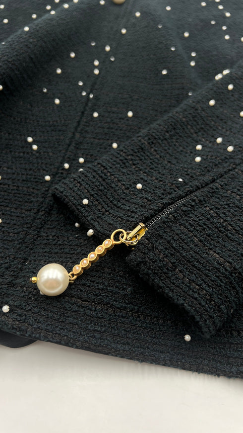 Giacca nera con micro-perline