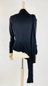 Cardigan asimmetrico nero con cartellino