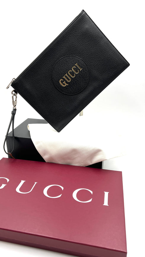 Pochette pelle nera martellata