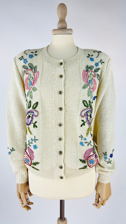 Cardigan ricamato paisley
