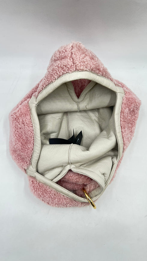 Borsa in shearling rosa
