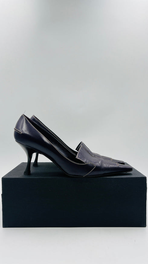 Décolleté in cuoio viola N.40