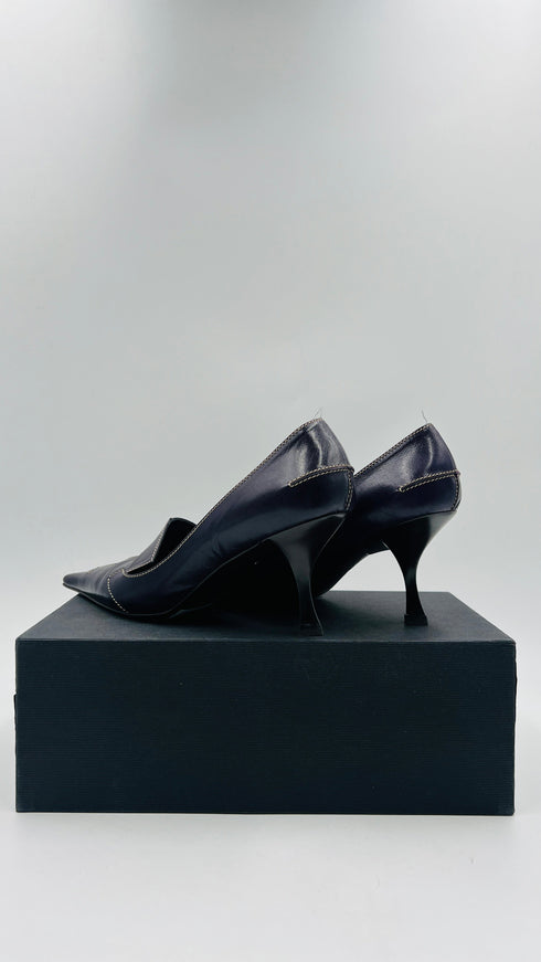 Décolleté in cuoio viola N.40