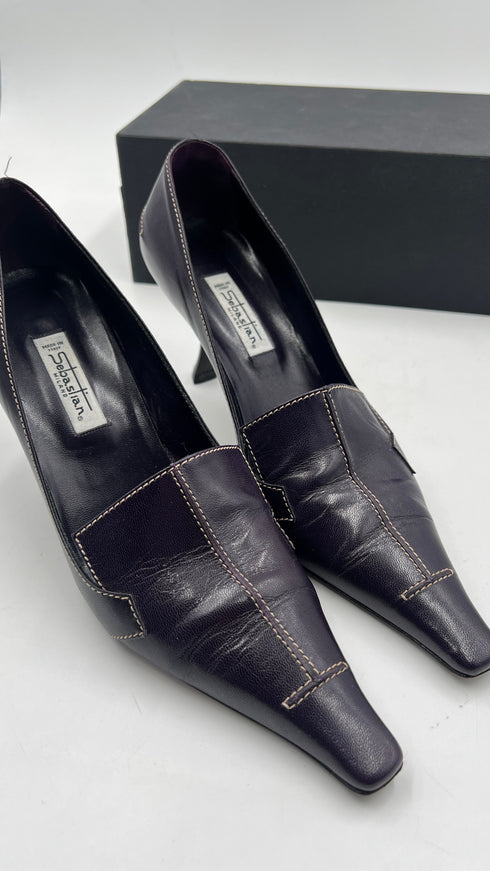 Décolleté in cuoio viola N.40